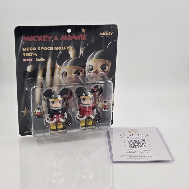 POPMART MEGA Space Molly 100% Mickey & Minnie Double-Signed Kenny Wong w/ COA