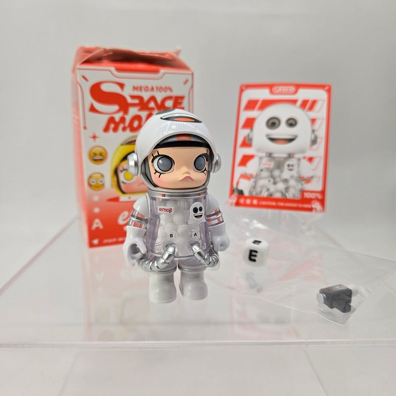 POPMART MEGA Space Molly 100% Emoji (Ghost) Signed + Sketch