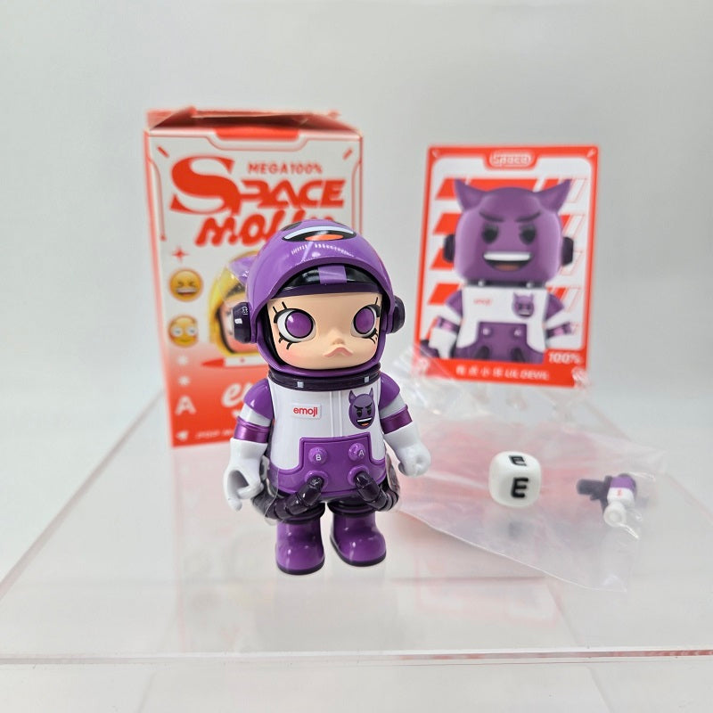 POPMART MEGA Space Molly 100% Emoji (Lil Devil) Signed + Sketch