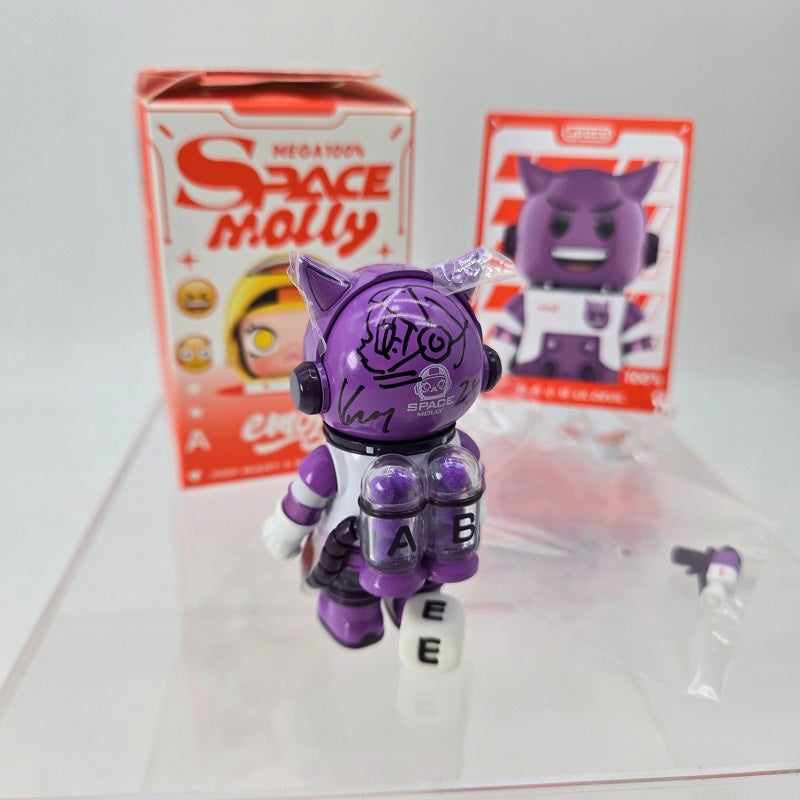 POPMART MEGA Space Molly 100% Emoji (Lil Devil) Signed + Sketch