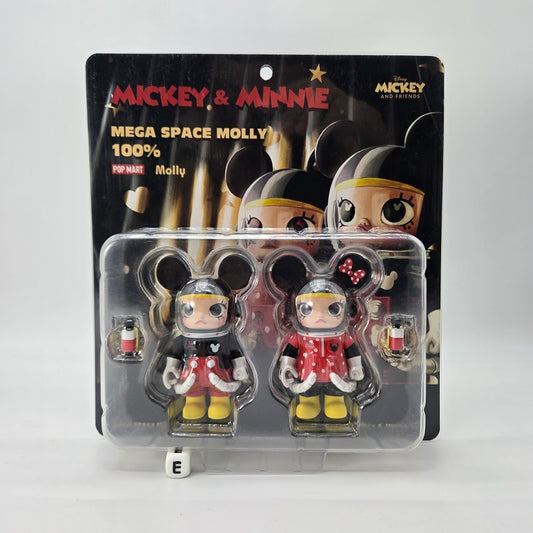 POPMART MEGA Space Molly 100% Mickey & Minnie Set (Limited Edition) Blister Pack, NEW