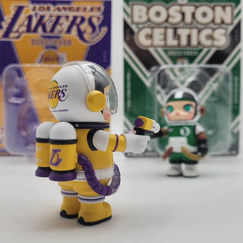 POPMART NBA Mega Space Molly 100% Hang Tag Figures (LA Lakers, Boston Celtics) 2pc Set, NEW