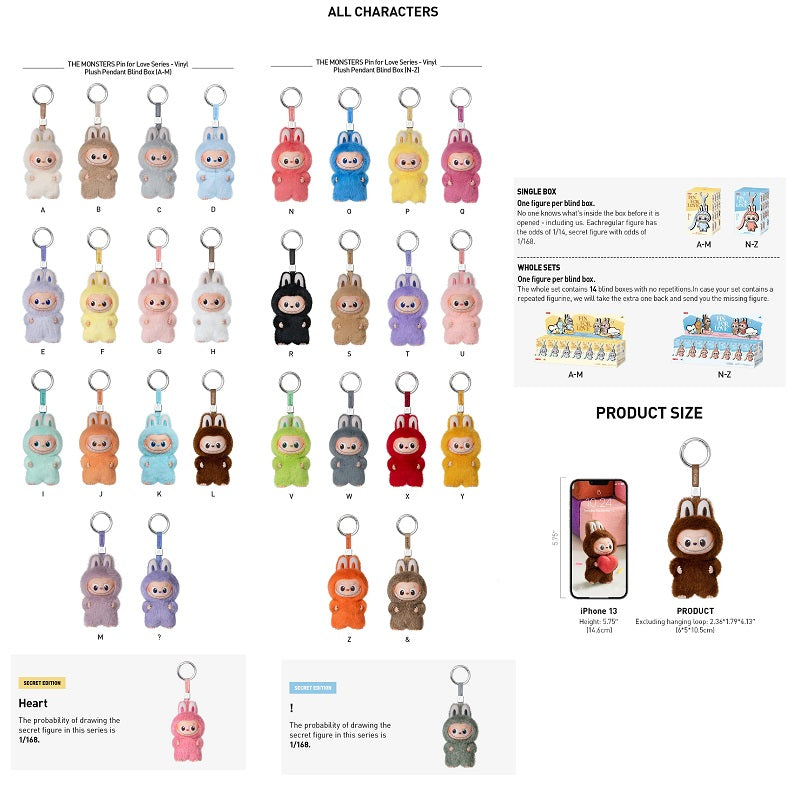 POPMART Labubu THE MONSTERS “Pin for Love” (A-M) Set – Pre-Order, U.S. Only