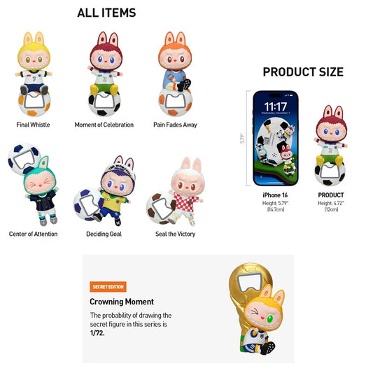 POP MART THE MONSTERS × FIFA Series Labubu Bottle Opener Fridge Magnet