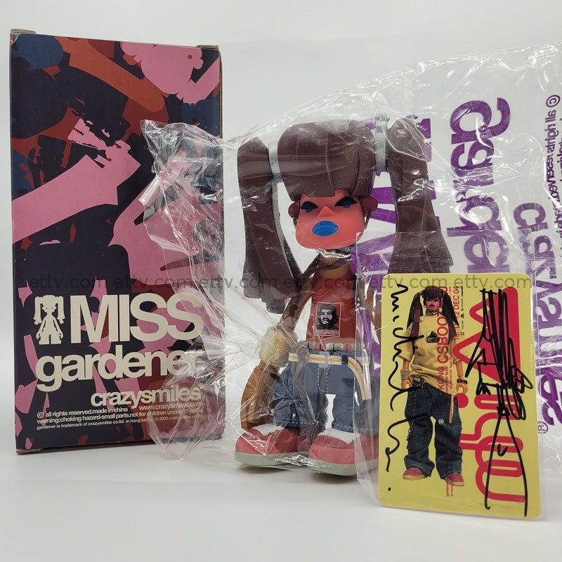 Ettv 2003 Michael Lau Miss Gardener Crazysmile Vinyl Figure - Coa Card Signed And Sketched Art Toys