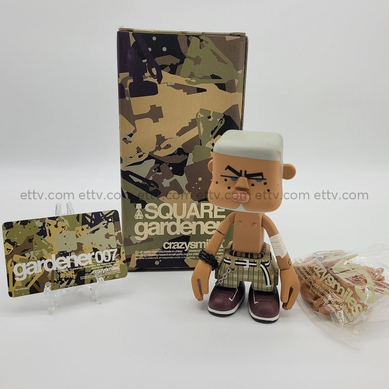 Ettv 2003 Michael Lau Square Gardener Crazysmile 007 Figure - Coa Card Hand Signed Art Toys