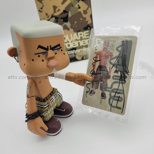 Ettv 2003 Michael Lau Square Gardener Crazysmile 007 Figure - Coa Card Signed And Sketched Art Toys