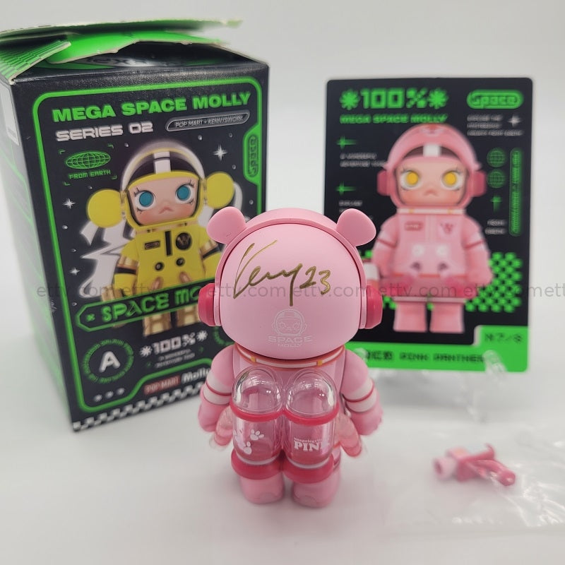 Ettv Popmart Mega Space Molly 100% Series 2 (Pink Panther)-Hand Signed By Artist Designer Toys