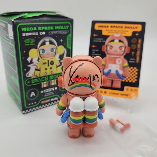 ETTV POPMART MEGA Space Molly 100% Series 2 (Secret Cheer Bear) Hand Signed by Artist