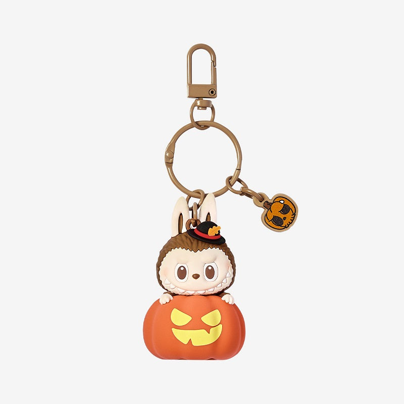 POPMART Labubu Happy Halloween Party Luminous Pumpkin Keychain, New
