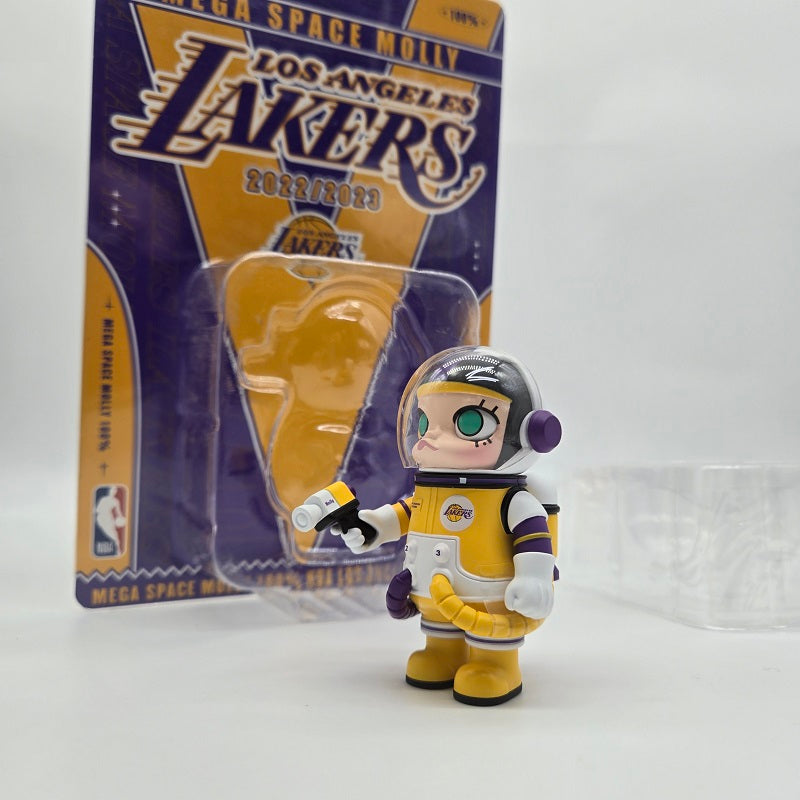 POPMART Signed Mega Space Molly Lakers 100% Blister Pack at PTS Beijing by Artist Kenny