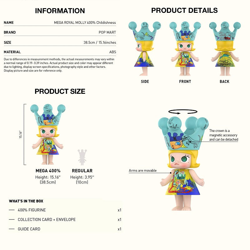 POPMART MEGA ROYAL MOLLY 400% Childishness, NEW