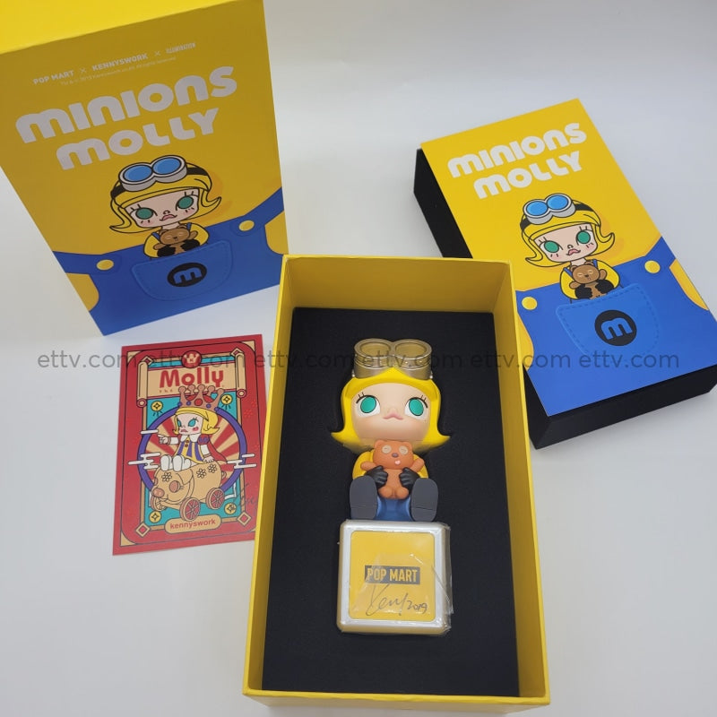 Ettv Popmart Kennyswork Minions Molly Signed+Remarque Hand Drawn Sketch By Kenny Wong Art Toys