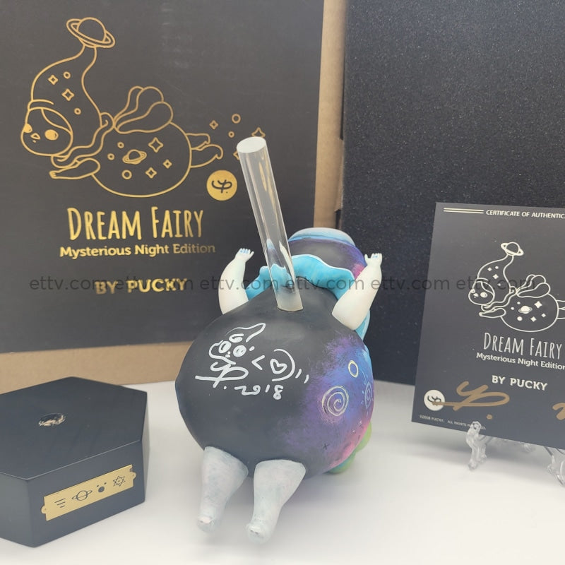 Ettv Popmart Pucky Dream Fairy Mysterious Night Edition Signed Coa+Remarque Hand Drawn Sketch By