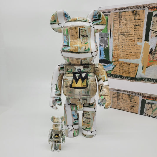 Bearbrick Jean-Michel Basquiat 'King Pleasure' LED Lighted 400% & 100% Set by Medicom