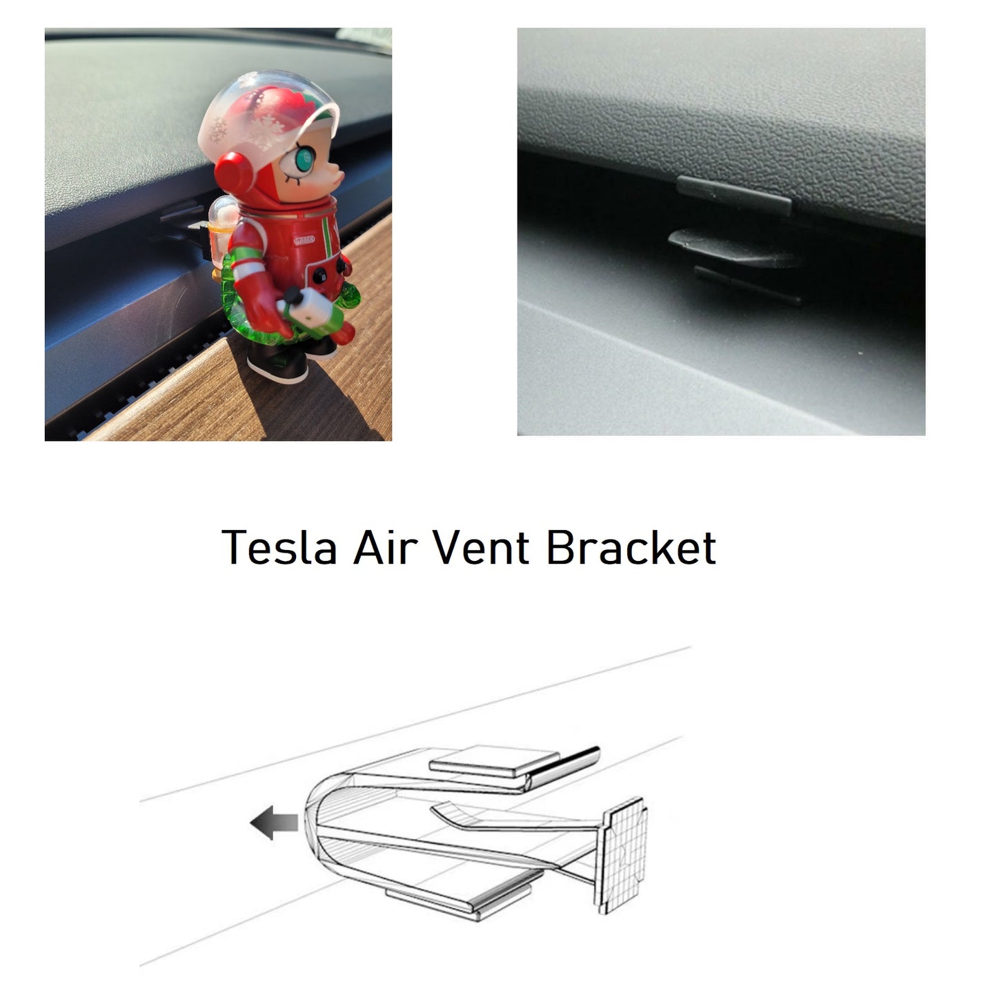 PopMart 100% Space Molly with Air Vent Clips + Tesla Bracket