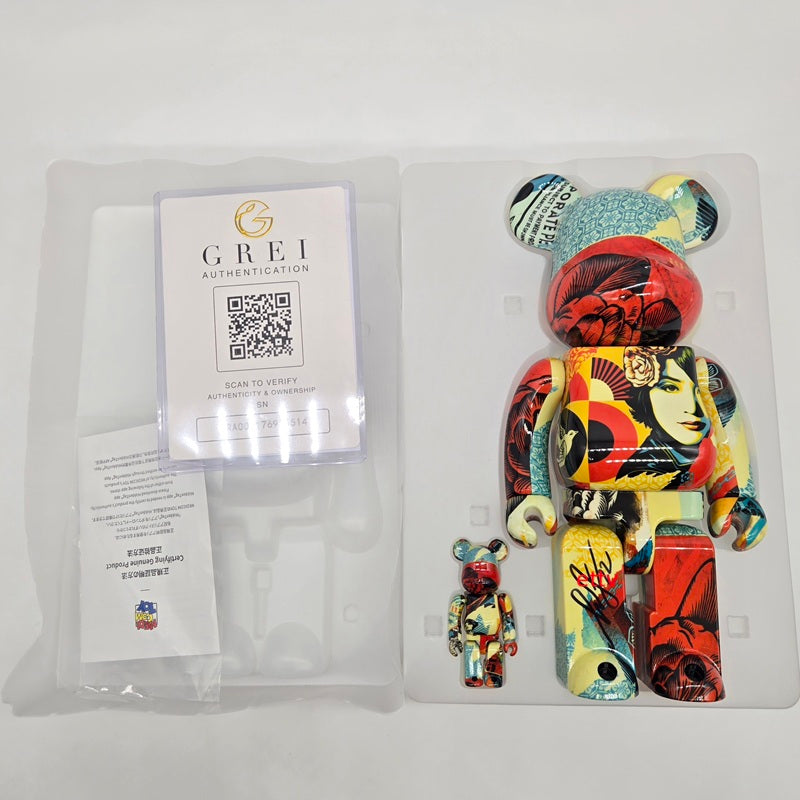 BE@RBRICK x OBEY 100% & 400% Bearbrick Figure Signed by Shepard Fairey w/ COA