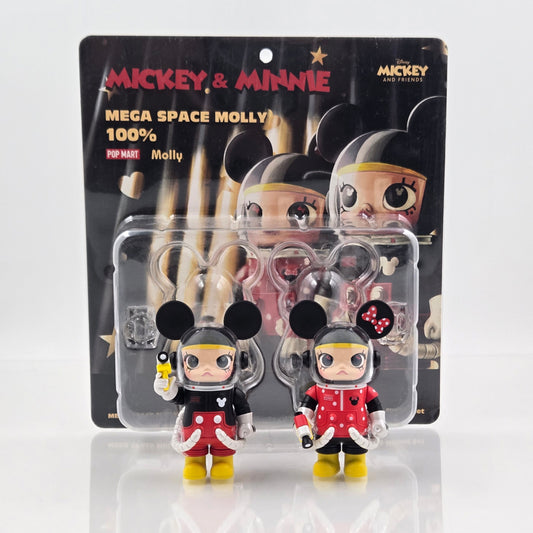 POPMART MEGA Space Molly 100% Mickey & Minnie Double-Signed Kenny Wong w/ COA