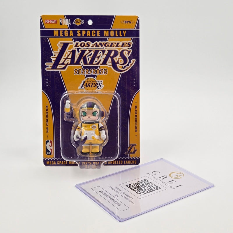 POPMART MEGA SPACE MOLLY Lakers NBA 100% Signed Kenny Wong PTS Beijing w/ COA