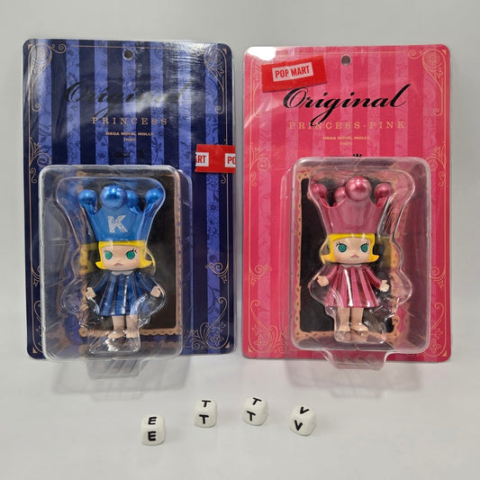 POPMART MEGA Royal Molly 100% Original Princess Figures Set (Pink, Blue) 2pc, NEW