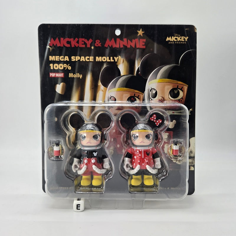 POPMART MEGA Space Molly 100% Mickey & Minnie Set (Limited Edition) Blister Pack, NEW