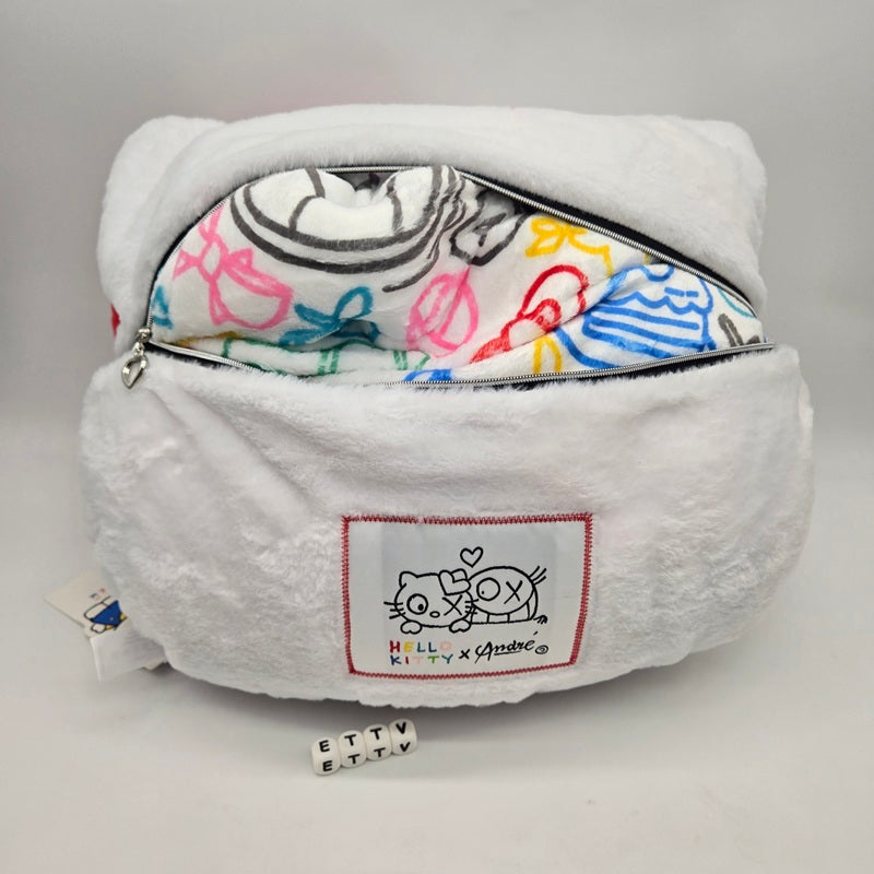 Sanrio Miniso Hello Kitty Andre Saraiva Head Pillow Blanket China Exclusive, NEW
