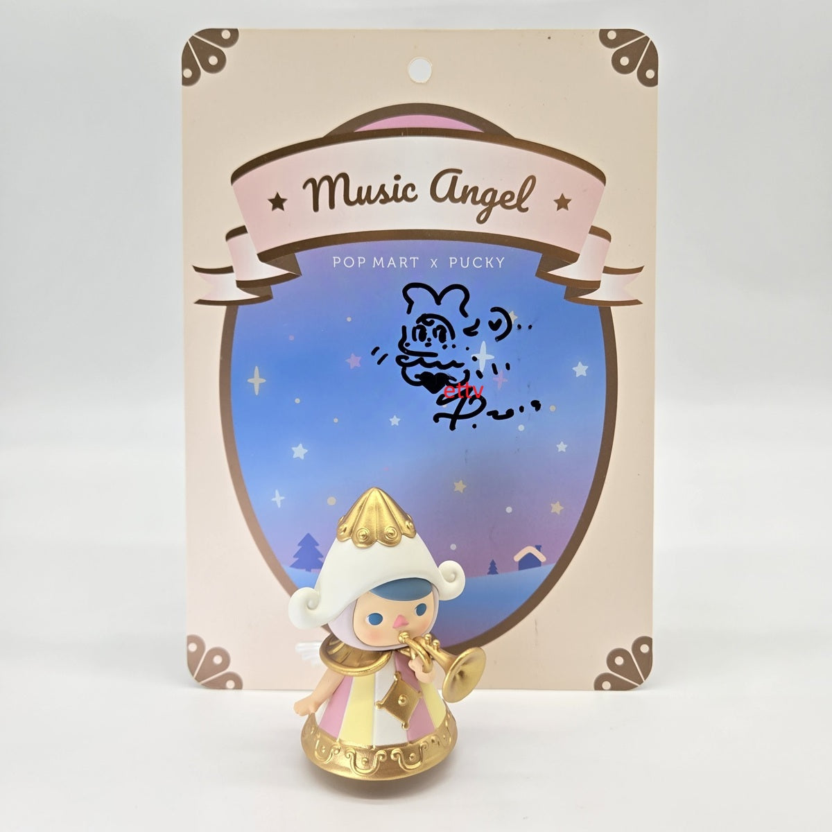 POP MART PUCKY Music Angel Limited Edition Signed + Remarque w/ COA