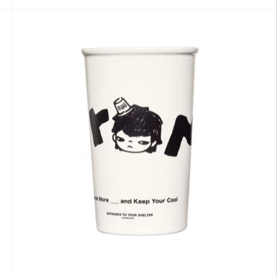 POPMART Hirono Convenience Store Shanghai Exclusive Paper Look Ceramic Cup, NEW