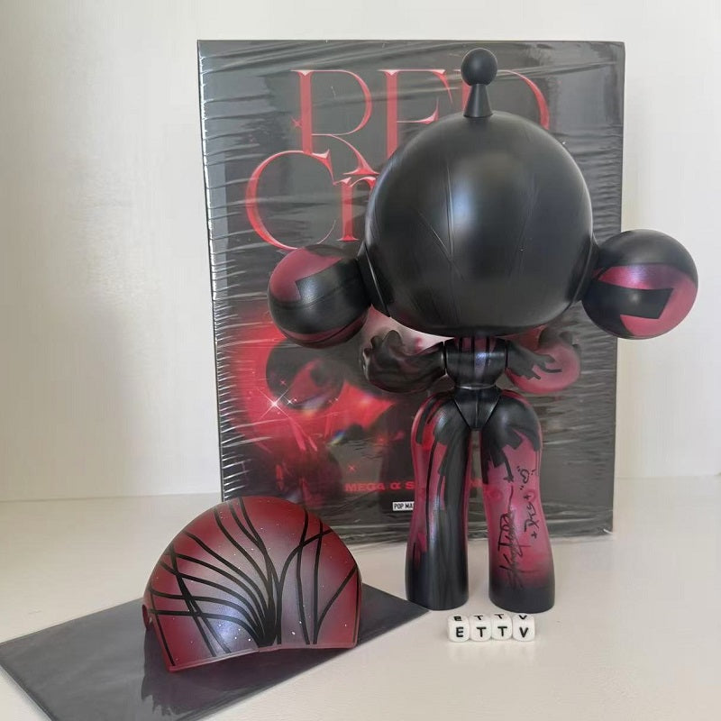 POPMART MEGA α SKULLPANDA 400% Red Crystal (PTS Beijing) Signed