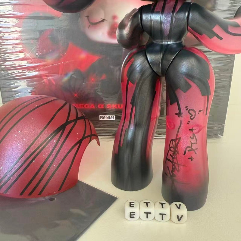POPMART MEGA α SKULLPANDA 400% Red Crystal (PTS Beijing) Signed