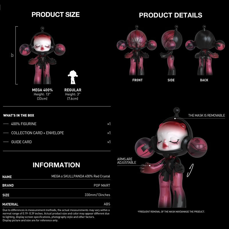 POPMART MEGA α SKULLPANDA 400% Red Crystal (PTS Beijing) Signed