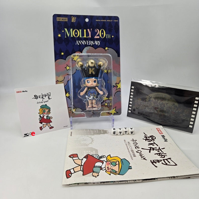 POPMART MEGA Royal Molly 100% 20th Anniversary Signed, Sketch, w/COA Entry Card