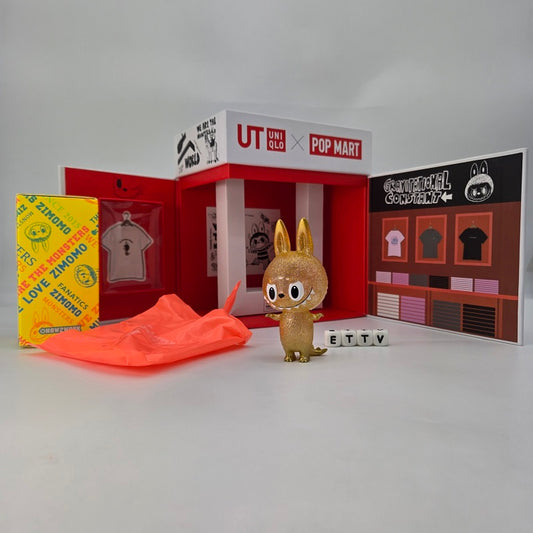 POPMART UNIQLO Labubu Official Prop Set with Zimomo Mini Series 4 Gold