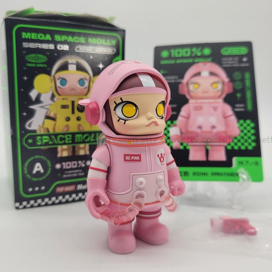 Ettv Popmart Mega Space Molly 100% Series 2 (Pink Panther)-Hand Signed By Artist Designer Toys
