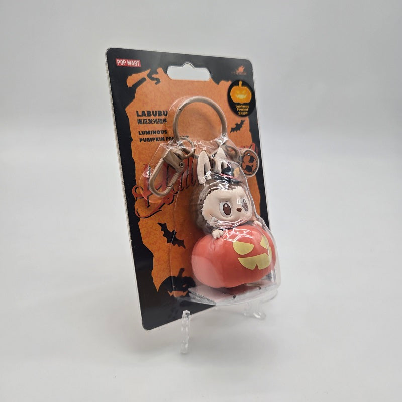 POPMART Labubu Happy Halloween Party Luminous Pumpkin Keychain, New