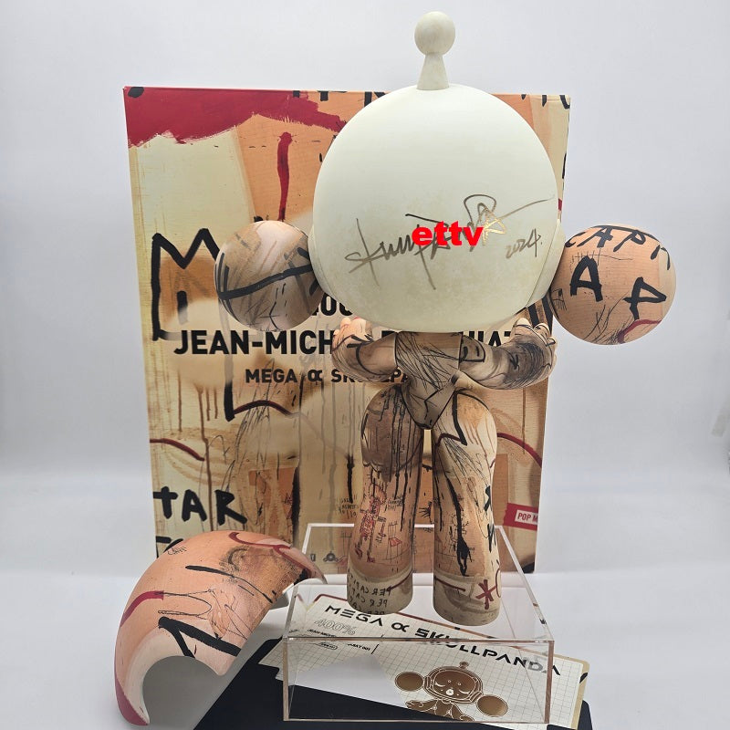 POPMART Hand Signed MEGA α Skullpanda 400% Jean-Michel Basquiat with COA, NEW