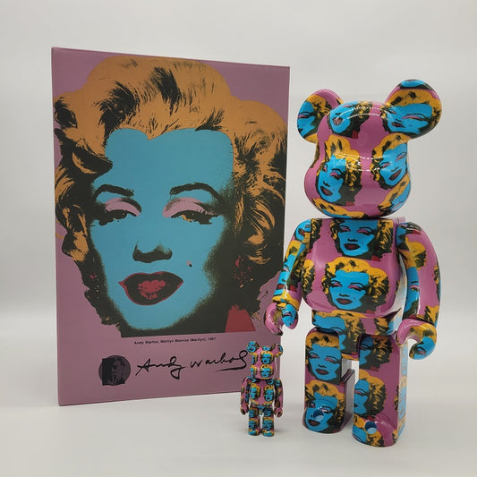 Bearbrick Andy Warhol Marilyn Monroe #2 400% & 100% Set by Medicom