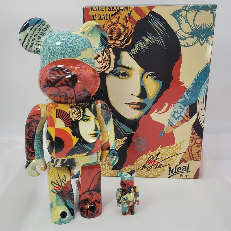 BE@RBRICK x OBEY 100% & 400% Bearbrick Figure Signed by Shepard Fairey w/ COA
