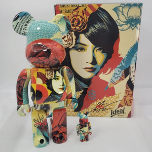 BE@RBRICK x OBEY 100% & 400% Bearbrick Figure Signed by Shepard Fairey w/ COA