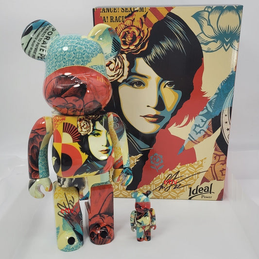 BE@RBRICK x OBEY 100% & 400% Bearbrick Figure Signed by Shepard Fairey w/ COA