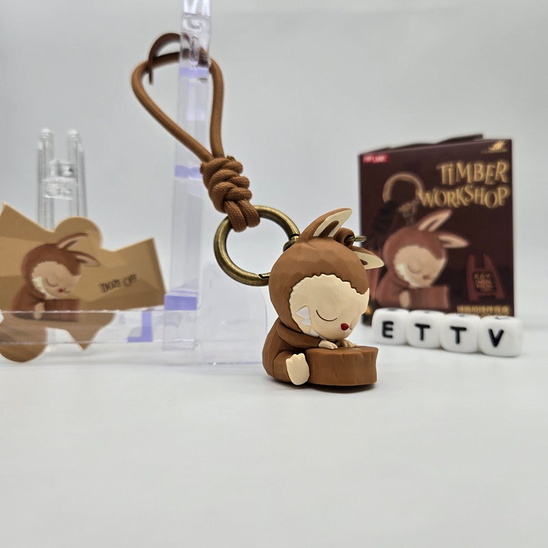 POPMART POPLAND Labubu Timber Workshop keychain Blind Box