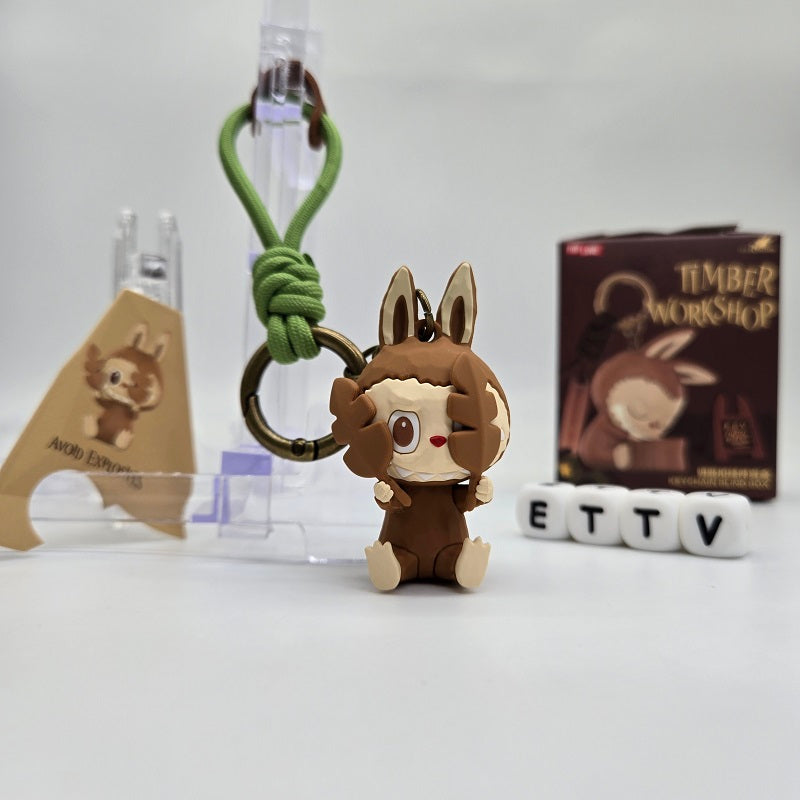 POPMART POPLAND Labubu Timber Workshop keychain Blind Box