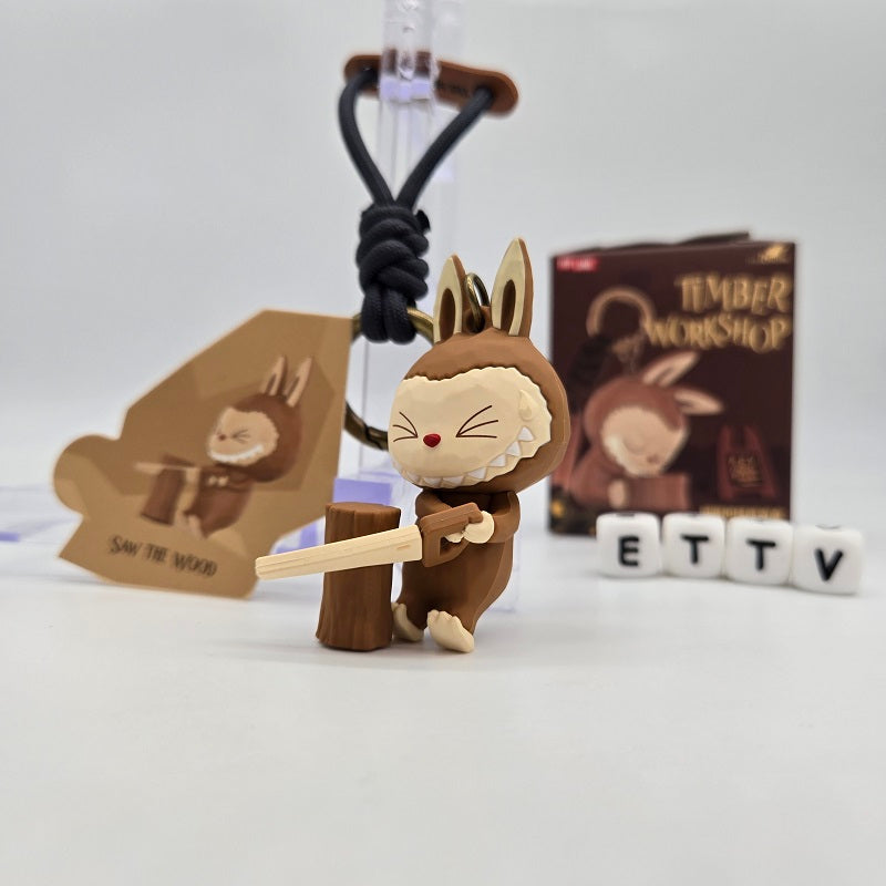 POPMART POPLAND Labubu Timber Workshop keychain Blind Box