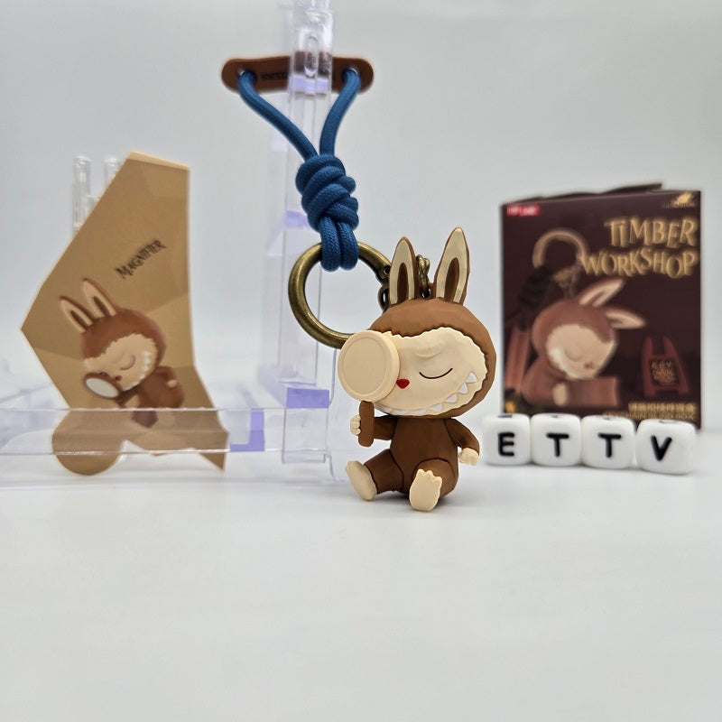 POPMART POPLAND Labubu Timber Workshop keychain Blind Box