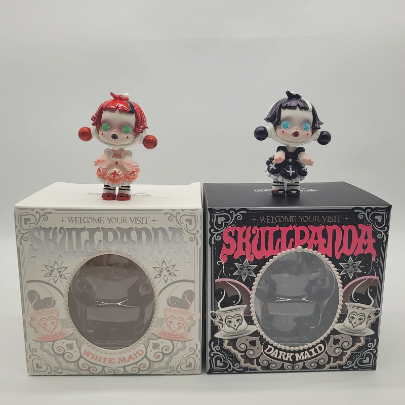 POPMART SKULLPANDA Dark Maid and White Maid Limited Edition Figurines Set