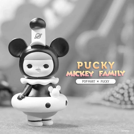 POPMART Pucky Disney Mickey Family Series Blind Box (#1 Black Whit Mickey) 1pc