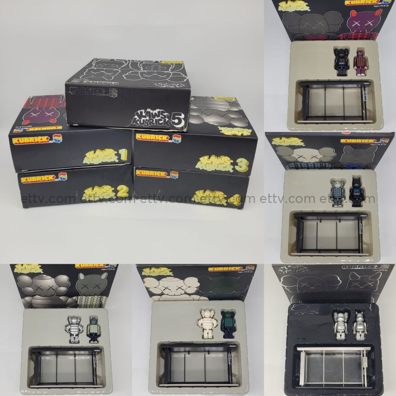 Ettv Kaws Kubrick Bus Stop (2002) - Complete Sets 1-5 By Medicom Toy Bearbrick Designer Toys