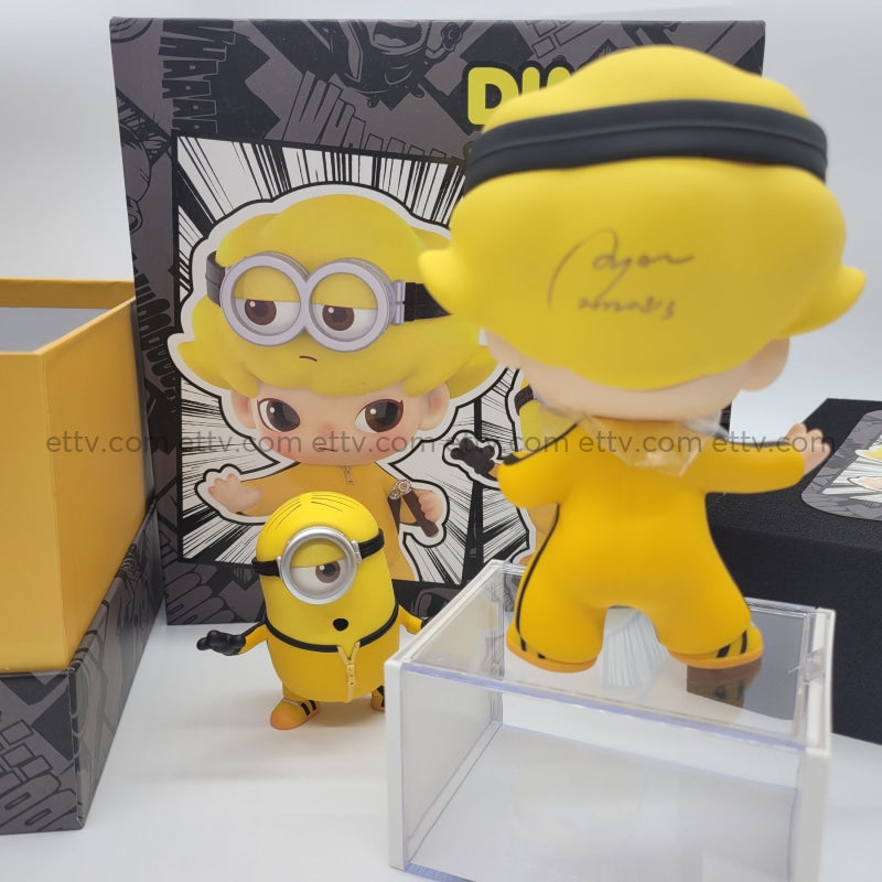ETTV POPMART Dimoo X Minions Bruce Lee SIGNED by Artist Ayan Deng