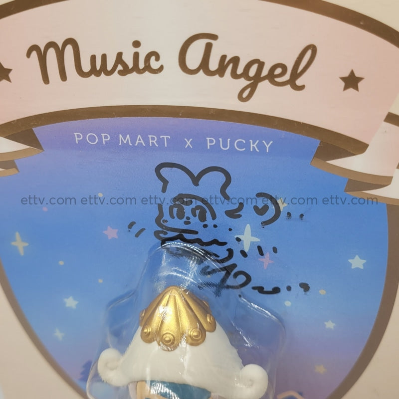 Ettv Popmart Pucky Music Angel Mini Figure Signed+Hand Drawn Sketch Art Toys