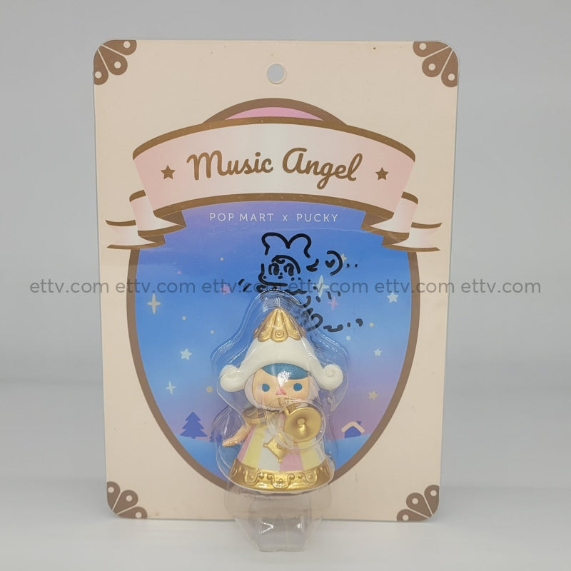 Ettv Popmart Pucky Music Angel Mini Figure Signed+Hand Drawn Sketch Art Toys